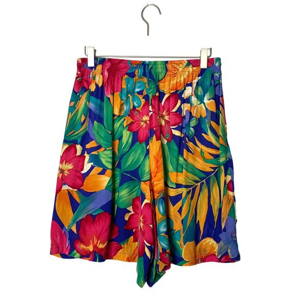Vintage 80s/90s Alfred Dunner Tropical Floral Culottes Shorts sz 14 Petite Large - Picture 3 of 10